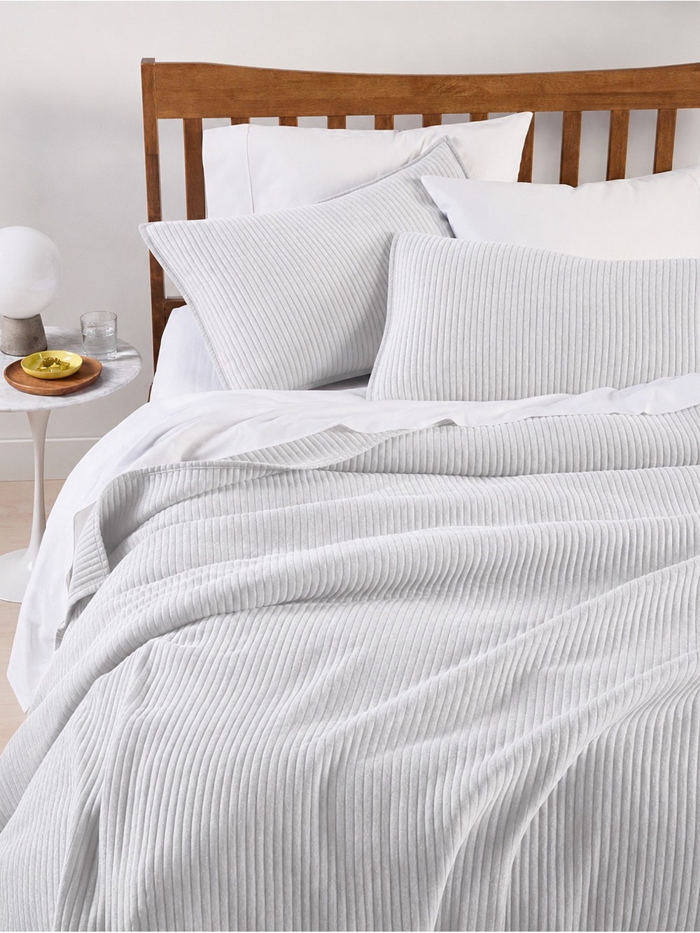 Arch Studio Jersey Quilt Set Heather White NWT $120